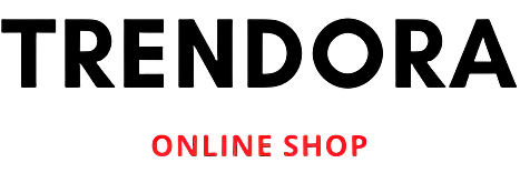 Trendora online shop logo with yellow and red shopping bags on a white background